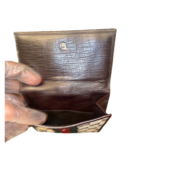 Gucci GG Monogram Wallet Tan Brown Bifold Stripe w/ COA Authentic - Picture 3 of 7
